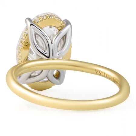 4.15 carat Oval Lab Diamond Lotus Prong Engagement Ring flat
