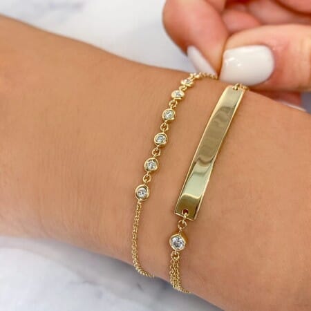 Round Diamond Bezel Chain Bracelet 
