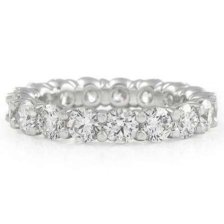 3.25 carat Round Diamond Closed Basket Eternity Band front view white gold