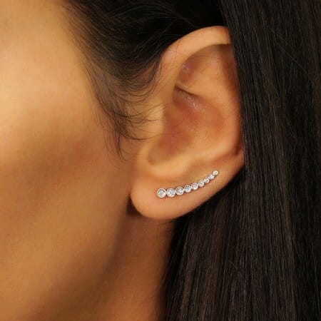 Bezel Set Diamond Crawler Earrings