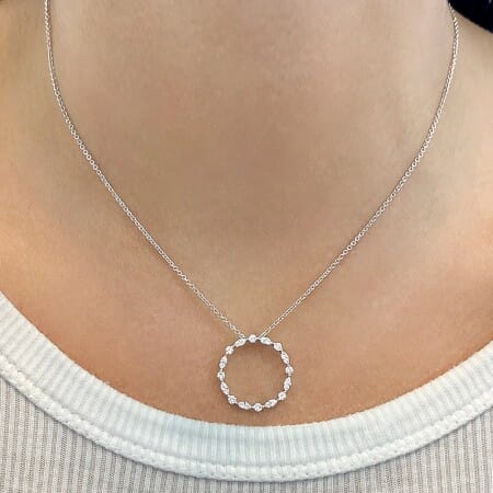  Marquise and Round Shape Open Circle Pendant 