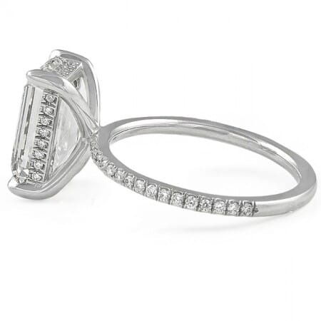 4.20 carat Emerald Cut Diamond Super Slim Engagement Ring front