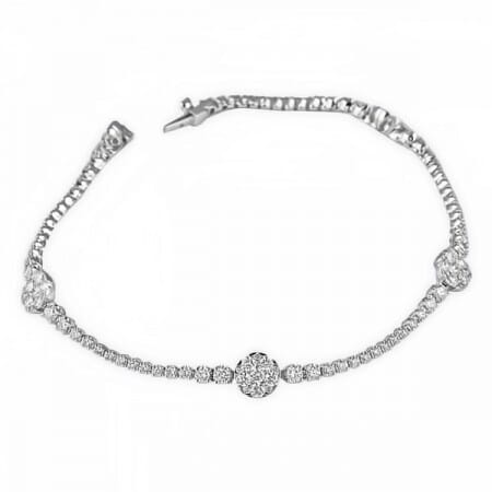 2.45 carat Diamond Cluster Tapering Line Tennis Bracelet