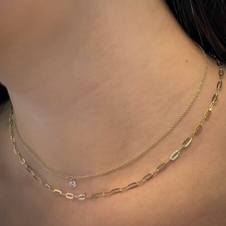 18k White Gold Floating Diamond Necklace | Lauren B Jewelry