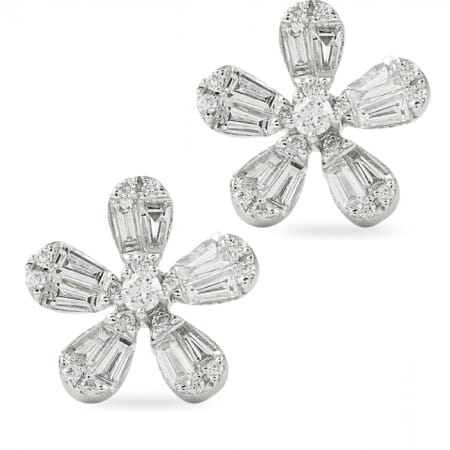 flower petal baguette earrings