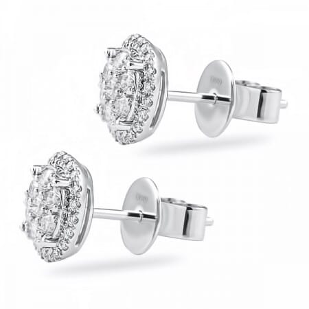 Oval Shape Diamond Cluster Earrings front
