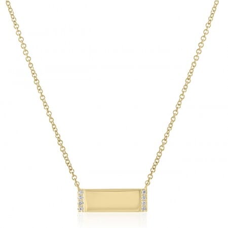 Pave Edge Diamond Bar Necklace