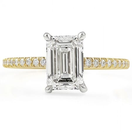 1.52ct Emerald Cut Lab Diamond Super Slim Engagement Ring top
