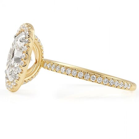 2ct Oval Lab Diamond Yellow Gold Halo Ring top