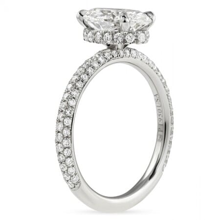 1.84ct Oval Lab Diamond Three-Row Band Engagement Ring flat