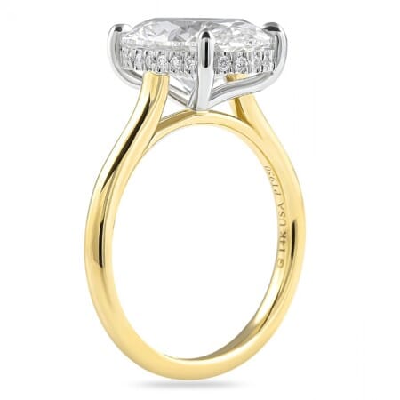4.02 carat Oval Lab Diamond Two-Tone Solitaire Engagement Ring flat