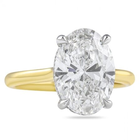 4.02 carat Oval Lab Diamond Two-Tone Solitaire Engagement Ring flat