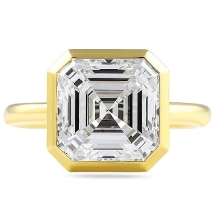 4.43 carat Asscher Cut Lab Diamond Bezel Set Engagement Ring top