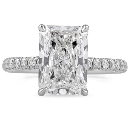 3.71 carat Radiant Cut Lab Diamond Hidden Halo Engagement Ring flat