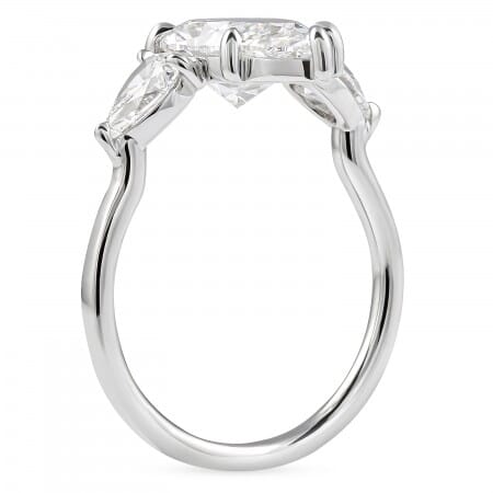 2.41 carat Pear Shape Lab Diamond Three-Stone Engagement Ring flat