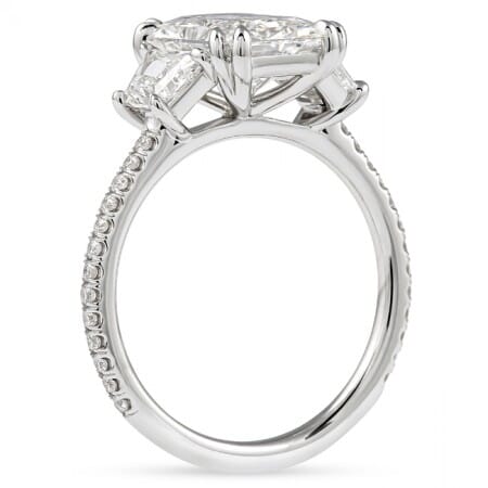 2.75 carat Radiant Cut Lab Diamond Three-Stone Engagement Ring flat