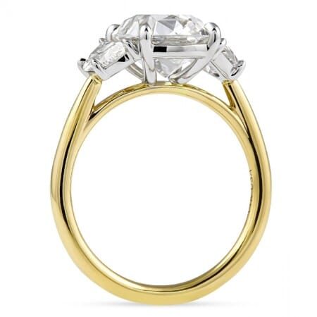3.14 Antique Cushion Lab Diamond Three-Stone Engagement Ring flat