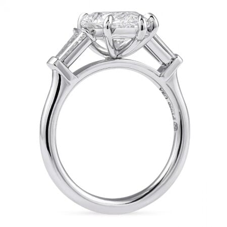 3.01 carat Pear Shape Lab Diamond Three-Stone Ring flat