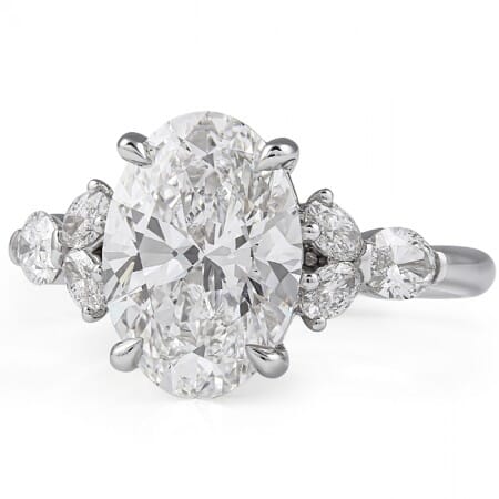 3.02 carat Oval Lab Diamond Seven-Stone Engagement Ring flat