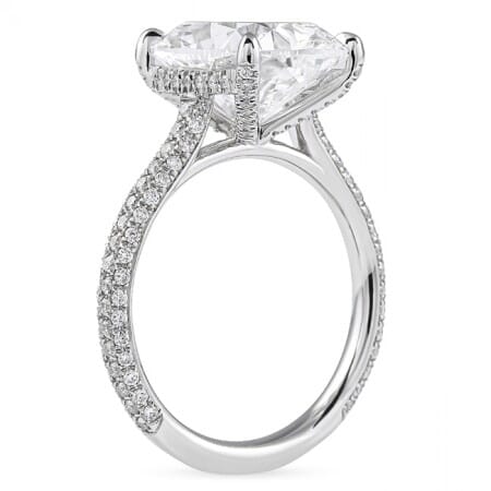 5.05 carat Cushion Cut Lab Diamond Three-Row Engagement Ring flat