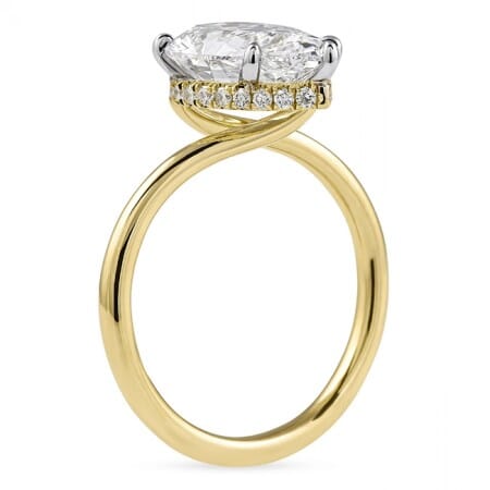 2.75 carat Pear Shape Lab Diamond Swoop Engagement Ring flat