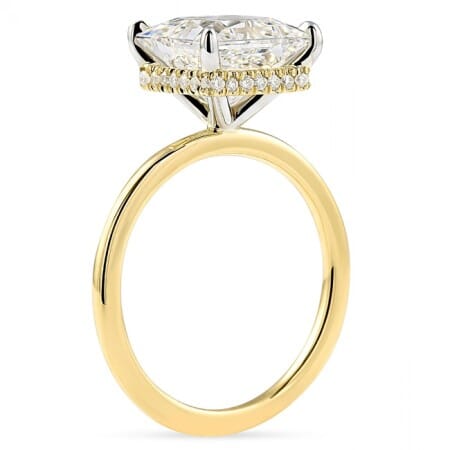 3.14 carat Princess Cut Lab Diamond Two-Tone Signature Wrap Ring flat