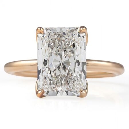 3.54 carat Radiant Cut Lab Diamond Lotus Rose Gold Ring side