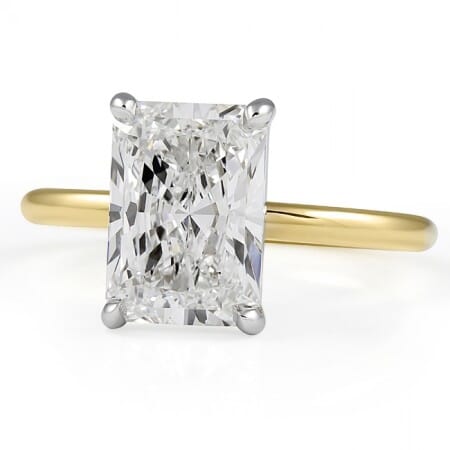 2.86 carat Radiant Cut Lab Diamond Two-Tone Solitaire Ring flat