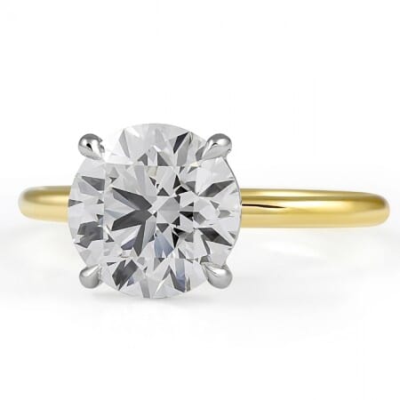 3.60 carat Round Lab Diamond Two-Tone Solitaire Ring flat