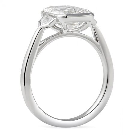 3.02 carat Emerald Cut Lab Diamond Bezel Set Three-Stone Ring flat