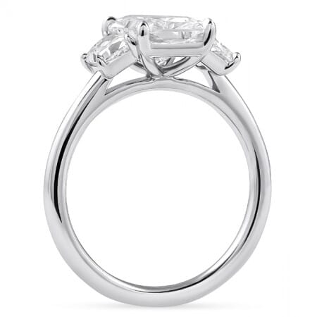 2.08 carat Radiant Cut Lab Diamond Three-Stone Engagement Ring flat