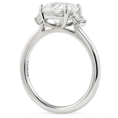 2 carat Cushion Cut Lab Diamond Three Stone Engagement Ring flat