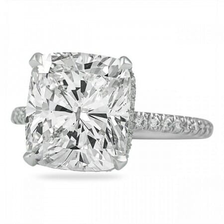 5.21ct Cushion Cut Diamond Signature Wrap Engagement Ring flat