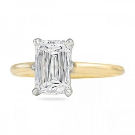 2.20 carat Hybrid Step Cut Diamond Two-Tone Solitaire Engagement Ring