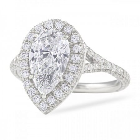 2.01 carat Pear Shape Diamond Halo Engagement Ring