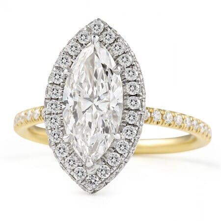 1.60 Marquise Diamond Double Edge Halo Engagement Ring top
