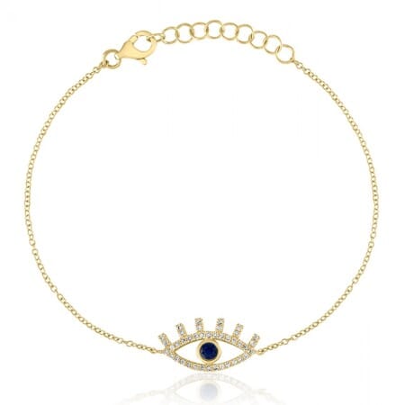 Sapphire and Diamond Evil Eye Bracelet flat