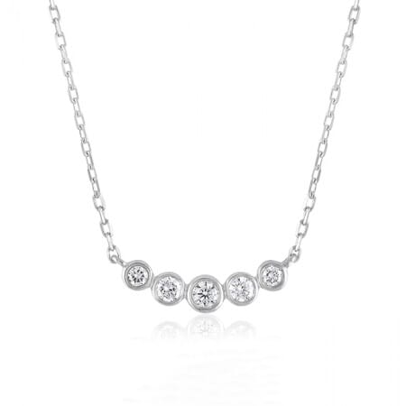 Mini Bezel Diamond Curved Necklace