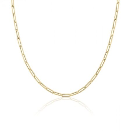 Gold Paper Clip Necklace 18k Yellow Gold