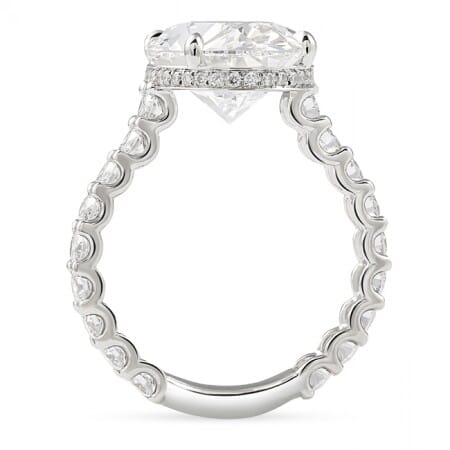 6 carat Oval Lab Diamond U-Shape Band Engagement Ring flat