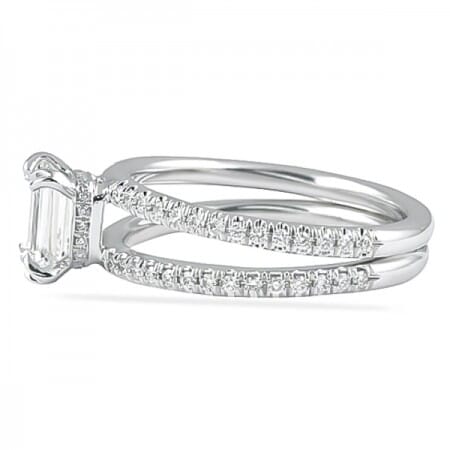 1.00 Carat Emerald Cut Diamond Split Band Engagement Ring flat