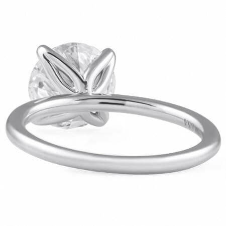 2.50 carat Round Diamond Lotus Solitaire Engagement Ring flat