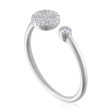 Pave Disc And Diamond Bezel Cuff Ring