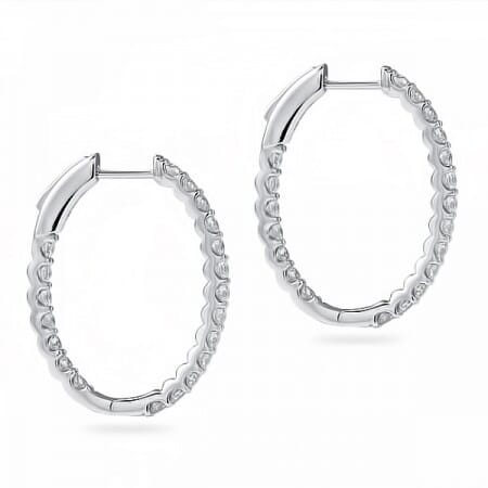 1.80 carat Diamond Oval Shaped Hoop Earrings