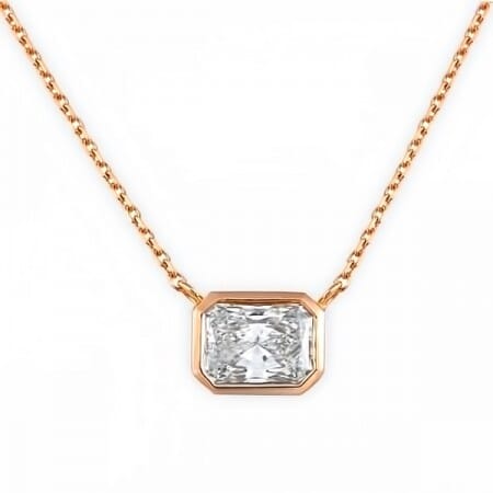 .72 carat Radiant Cut Diamond East-West Bezel Set Pendant close
