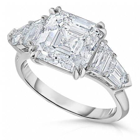 4.02ct Asscher Cut Diamond Five-Stone Engagement Ring straight