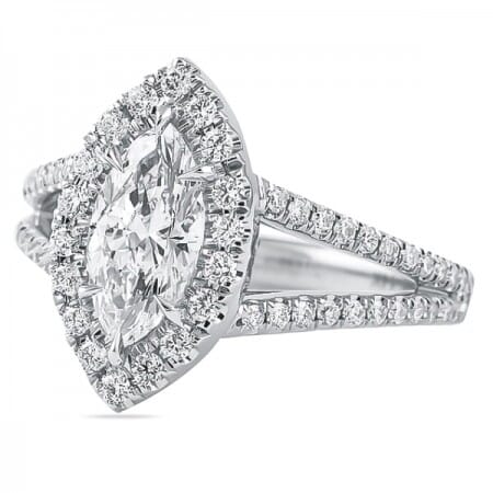 .83ct Marquise Diamond Halo Engagement Ring with Split Band flat