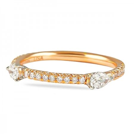 Twin Pear Diamond Rose Gold Super Stackable Ring flat