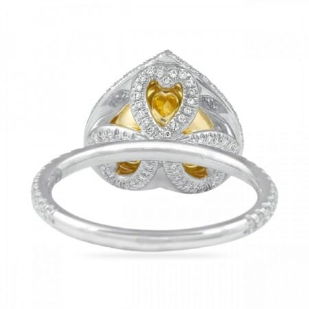 2.51 carat Heart Shape Yellow Diamond Halo Ring flat