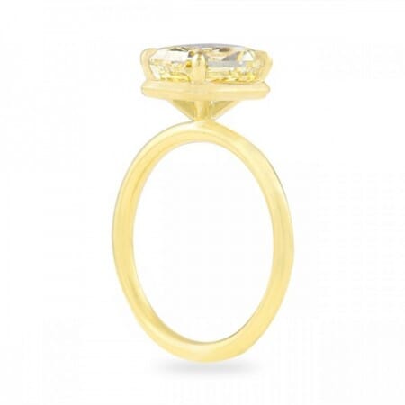 3.02ct Fancy Yellow Radiant Cut Diamond Solitaire Ring flat